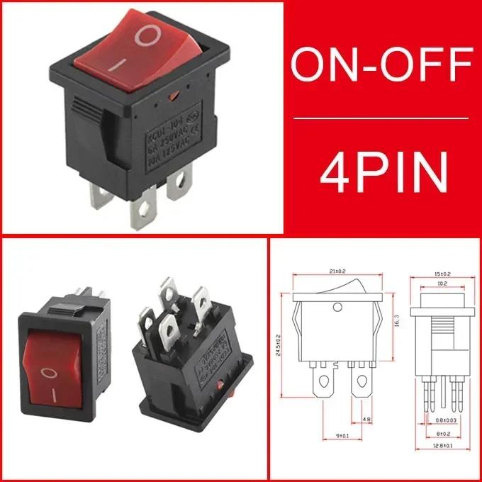 10 PCS KCD1 3Pin Boat Car Rocker Switch 10A 125V AC Red Yellow Green Button for Power - on in Boat and Car Electrical Systems