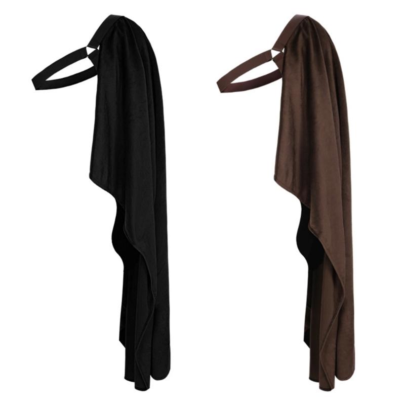 Medieval Shawl Half Shoulder Cape, Men Medieval Half Cape with Adjustable Leather Straps For Halloween, Cosplay Parties