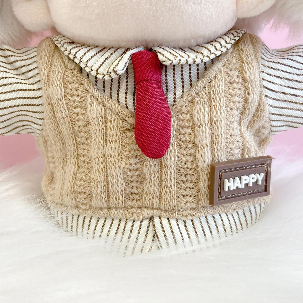 Многослойная рубашка и жилет с галстуком, Плюшевая игрушка 10 см, Бежевый, Кигуруми, Аксессуары, Отаку, Кукла, Талисман, Kpopdoll, Костюм [Б/у]