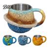 Decorative Beverage Container 300ml 3D Planet Coffee Mug with Stainless Steel Liner, Realistic Solar System Relief Water Creative Desk Ornament