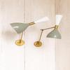 Mid-Century Modern Diabolo Wall Sconce Pair Italian Brass Adjustable Lighting  Lime Green Color