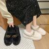 Обувь женская балетки слипоны осень круглый носок универсальные лоферы модис меховые повседневные женские кроссовки платье слипоны осень мокасины зима