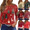 Women's T Shirt Christmas Print 3/4 Sleeve Daily Weekend Fashion Basic Round Neck Regular Top