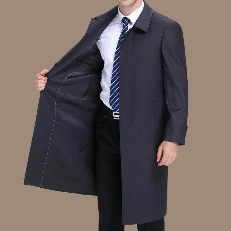 Мужская шерстяная длинная ветровка для мужчин среднего и пожилого возраста, деловое повседневное толстое пальто, осенне-зимнее новое шерстяное пальто для папы
