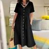 Summer Cotton Linen Dress With Pockets For Casual Streetwear Women