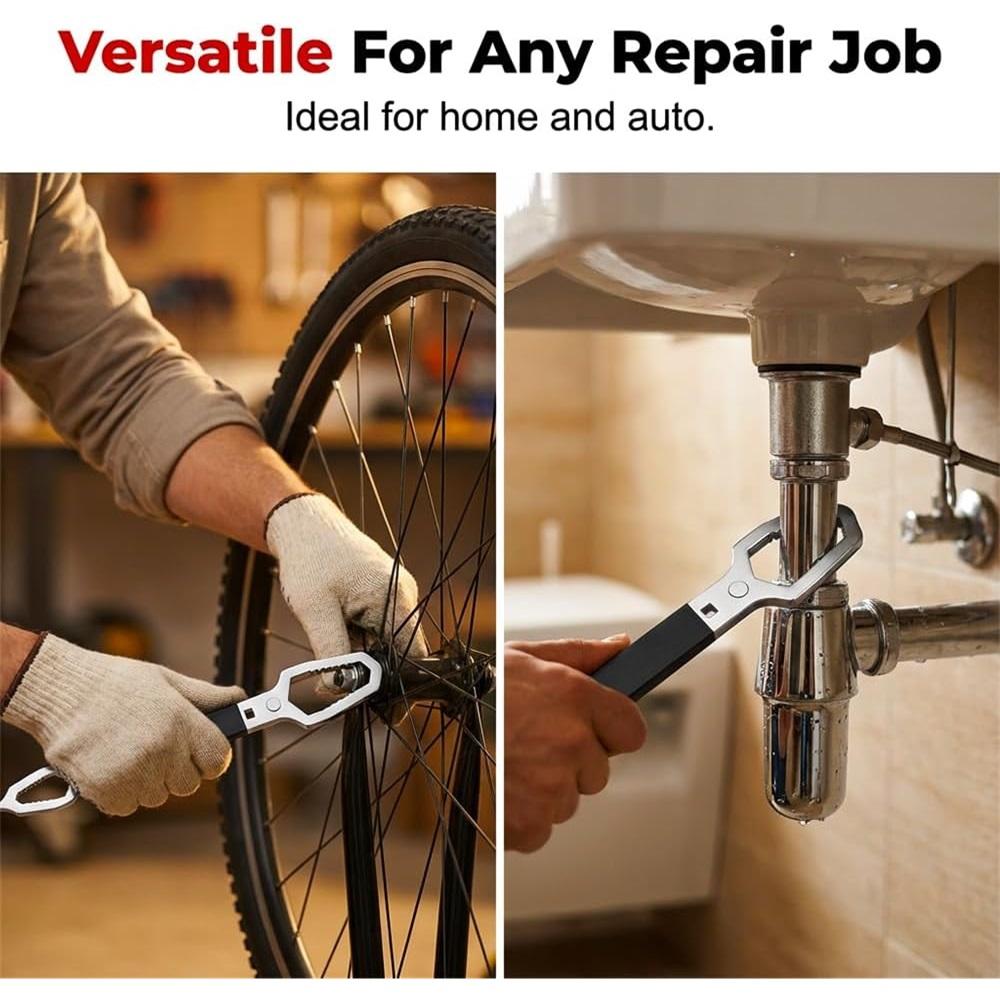 Double-headed wrench, self-adjusting universal wrench, double-ended design, multi-function self-tightening wrench