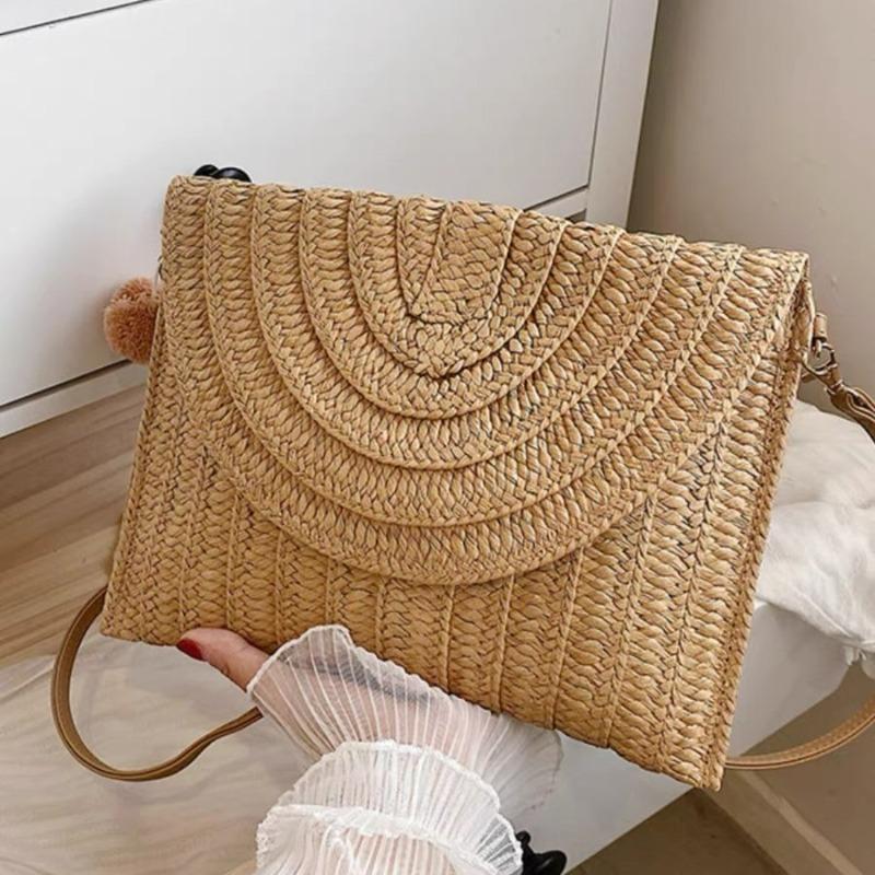 New summer straw bag hand-woven bag large capacity envelope bag hand carry shoulder bag beach messenger bag bag women