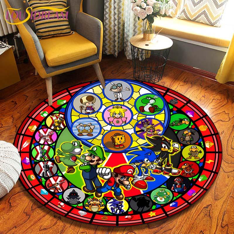 Круглые коврики с героями мультфильмов «Братья Марио», коврик для гостиной, декор комнаты, домашние коврики, игровой коврик, детский милый ковер, ковры в стиле аниме