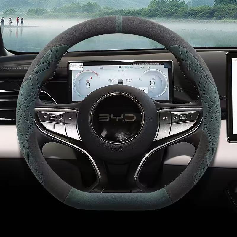 Чехол из замши на руль автомобиля для BYD Dolphin Mini 2024 2025 2026 Автостайлинг Автоаксессуары