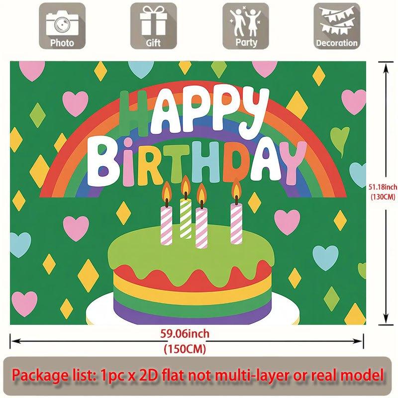 Party Backdrop Rainbow Cake Flat Candles Events Wedding Coming Ceremony Four Celebration Photo Booth Front Door Decor