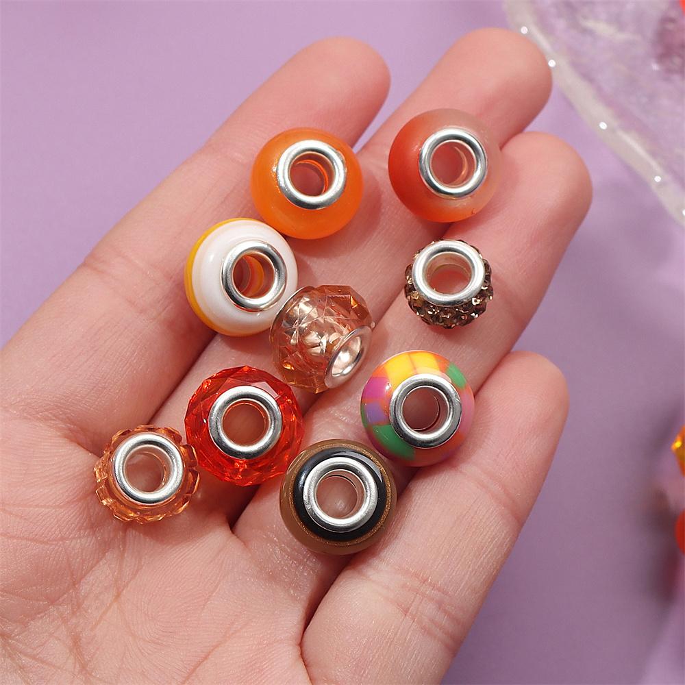 30/50/100pcs European Craftsmanship Large Hole Beads Orange Interval Beads DIY Garden Beads, Bead Keychains, Necklaces Bracelets Jewelry Making