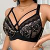 Women's Sexy Front Cross Tie Gathered Underwire Bra Patterned Lace Embroidery Underwear