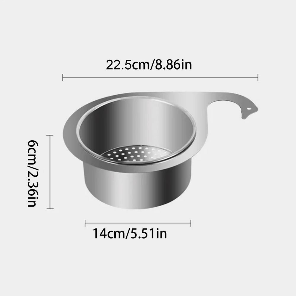 Stainless Steel Kitchen Swan Sink Strainer Basket Hanging Waste Drain Filter Basket Fruit Vegetable Drainer Sponge Rack Storage