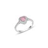 Серебряное кольцо с розовым камнем и бриллиантом в виде сердца с родием