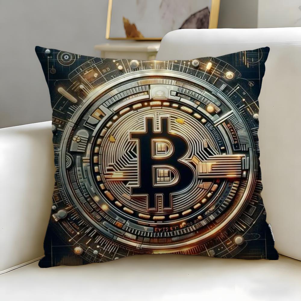 Классическая виртуальная валюта Биткоин Наволочка Мягкая Легко стираемая Наволочка Универсальная для Дивана Кровати Путешествий и Офиса