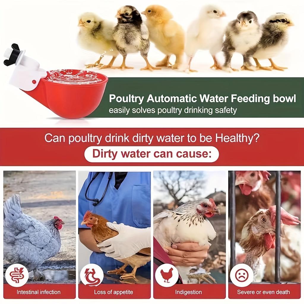 6pcs, Large Blue Automatic Chicken Water Cup, Suitable for Ducks, Geese, Turkeys and Rabbits - Drinking Fountains Kit - Small Animal Drinkers