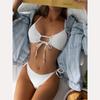 Sexy Bikini Solid Color Bandage Swimsuit Female Swimwear Women Feminine Bikinis Set 2 Pieces Swimming Beachwear for Bathing Suit