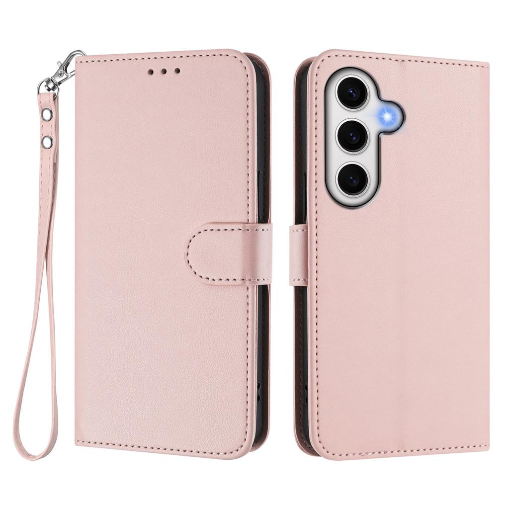 For Samsung Galaxy S24 FE Leather Case Wallet Stand Phone Cover with Wrist Strap