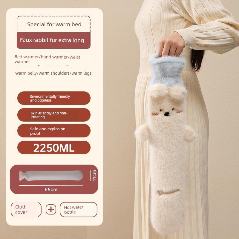 Extra-Long Water-Filled Hot Water Bottle for Winter, Large Size for Bed, Extra-Large Ultra-Long Strip Warm Water Bag, Anti-Explosion Device for
