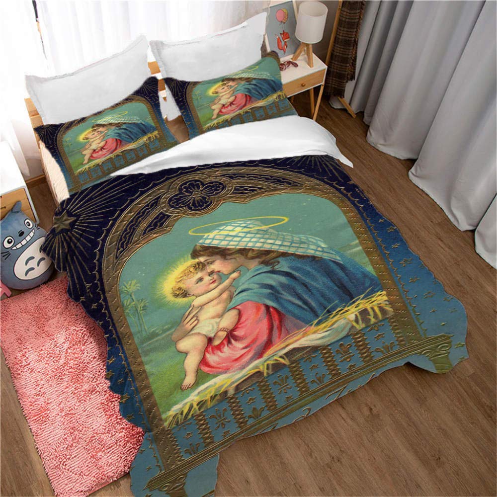 Пододеяльник с изображением Иисуса в 3D, комплект постельного белья с изображением Иисуса Христа, подходит для христианского постельного белья с изображением Иисуса, да благословит вас Бог
