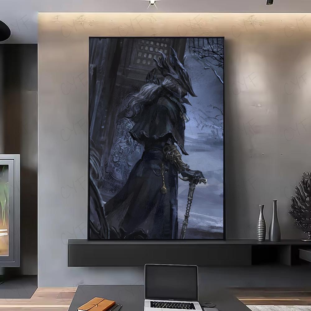Dark Hunter B-Bloodborne Game Poster HD art самоклеящаяся водонепроницаемая стена для дома, гостиной, спальни, бара, эстетическое украшение