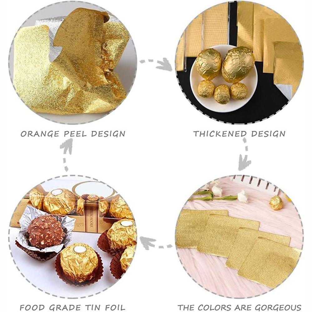 Square Foil Candy Wrappers Gold Candy Wrapping Paper New Aluminum Foil Paper DIY Decorations