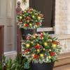 Pre-lit Christmas Tree Urn Filler 20 Inch Artificial Xmas Pine Tree with Pinecone Red Berries Battery Powered Outdoor Light Up Planter Filler