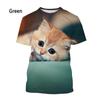 Летний топ с круглым вырезом и 3D-принтом кота, модная повседневная футболка с коротким рукавом для детей, мальчиков и девочек, детская футболка унисекс