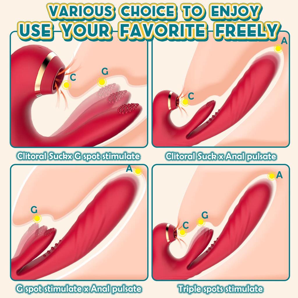 Вибратор 3 в 1 для женщин Дилдо Постукивание Нагрев Стимулятор клитора Присоска Мастурбаторы для вагины Массажер простаты Игрушки для секса для взрослых