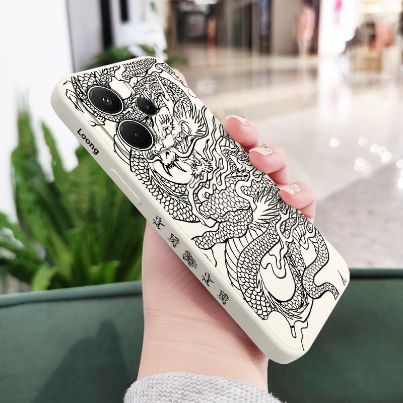 Чехол для телефона 'Дракон Тени' для Xiaomi Redmi Note 14 13 12 12S 11 11S 10 10S 9 9S 15 14C Pro Plus 4G 5G Жидкий силиконовый чехол