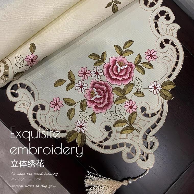 Современный простой вышитый стол с флагом из полиэстеровой ткани, цветок, полая обеденная тумба, тумба под телевизор, длинная скатерть, скатерть, скатерть