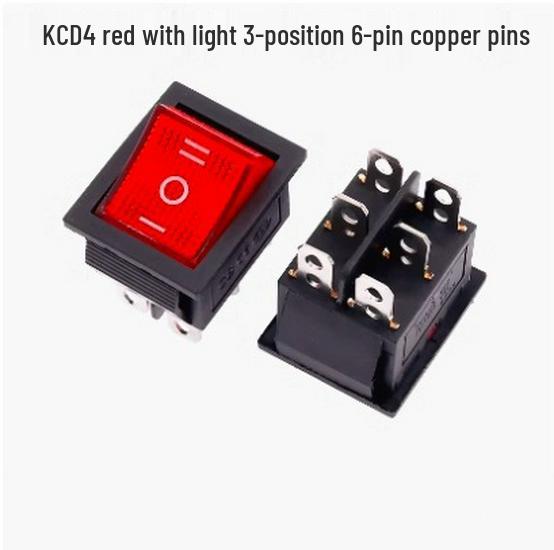 Ship-shaped KCD4 Rocker Switch with Light, 4/6 Pins, 2/3 Gears, 16A 250V Industrial Power Control