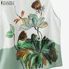 ZANZEA Женские летние свободные жилеты без рукавов с круглым вырезом и цветочным принтом