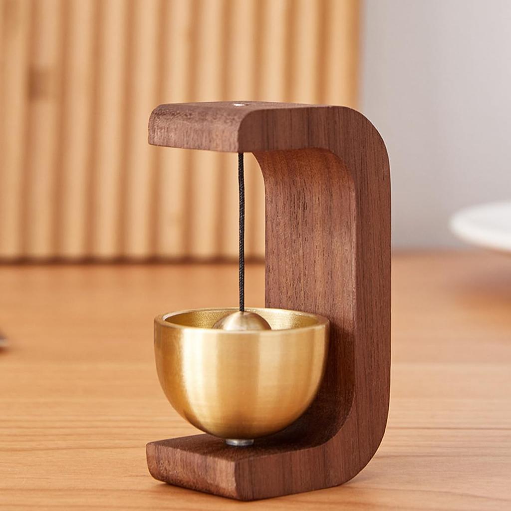 Миниатюрный буддийский колокольчик, Латунь, Поминальная служба по питомцу, Современный буддийский алтарь, Красивый звук, Мини-подставка, Натуральное дерево, Стильный, Портативный