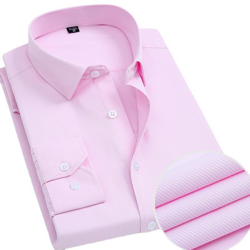 Мужская рубашка весна-осень, однотонная, с отложным воротником, с длинным рукавом, деловая классическая рубашка