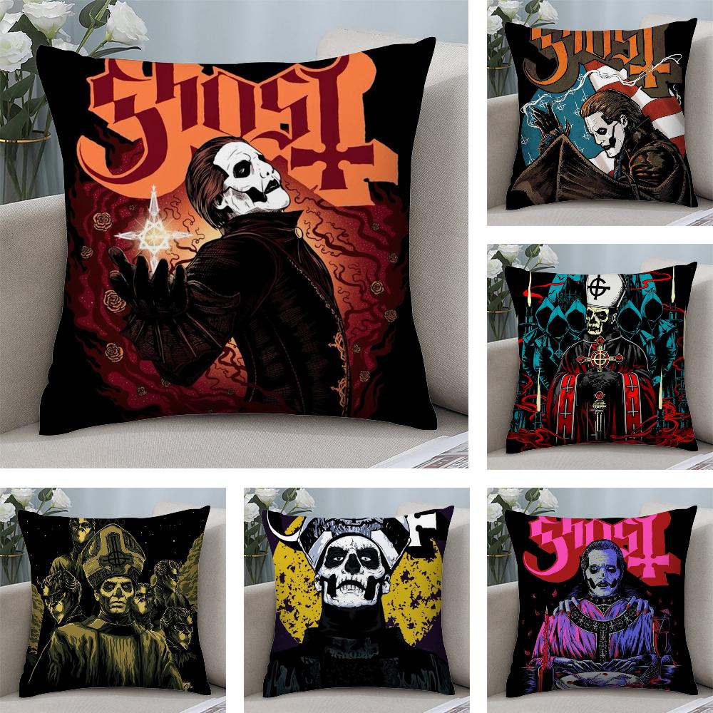 Rock Band Pillow Covers G-GhostS Band Cartoon Pillow Case Short Plush Sofa Decorative Gift Home Double-sided Printing Cushion