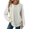 Women's Striped Print Round Neck Long Sleeve Loose Casual Top