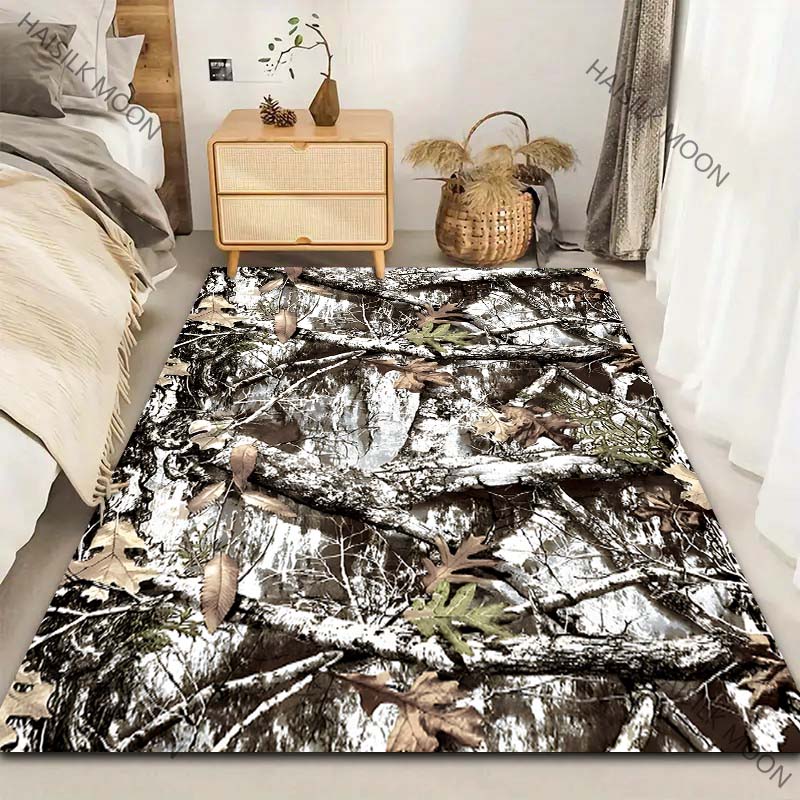 15 Sizes Outdoor Tree Branch Camouflage Theme Printed Carpet Living Room Bedroom Sofa Large Sizes Decor Rug Durable Mat Gifts