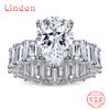 Lindon Classic 925 Sterling Silver Zircon Ring Ladies Jewelry Wedding Promise Party Gift