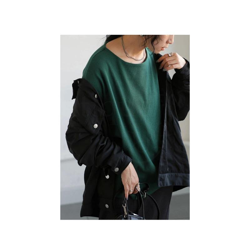 Women S Loose Round Neck Long Sleeve Solid Color Casual Basic T Shirt