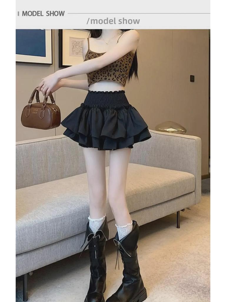 2024 Women's High-Waist White Puffy Mini Skirt for Spring and Summer