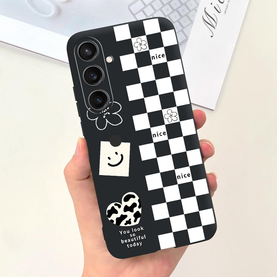 Для чехла Samsung Galaxy A35 A25 2023 5G Case SM-A356B SM-A256B Черный Кот Ночь Луны Модный Coque Etui Матовый Силиконовый Корпус
