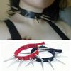Long Spike Choker Punk Faux Leather Collar Cool Big Rivets Necklace Accessories