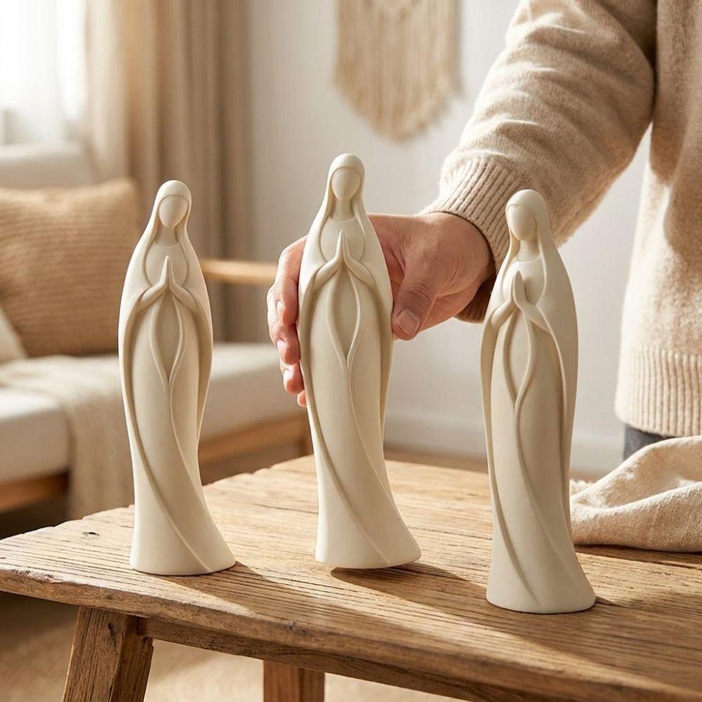 3D Printed Praying Virgin Mary Statue Minimalist Virgin Mary Desktop Sculpture Religious Setting