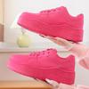 Fashion Autumn Leather Pink Platform Sneakers Thick Sole Chunky Shoes Women 2024 Slip On Lace-up Fashion Casual Outdoors Walking Shoes