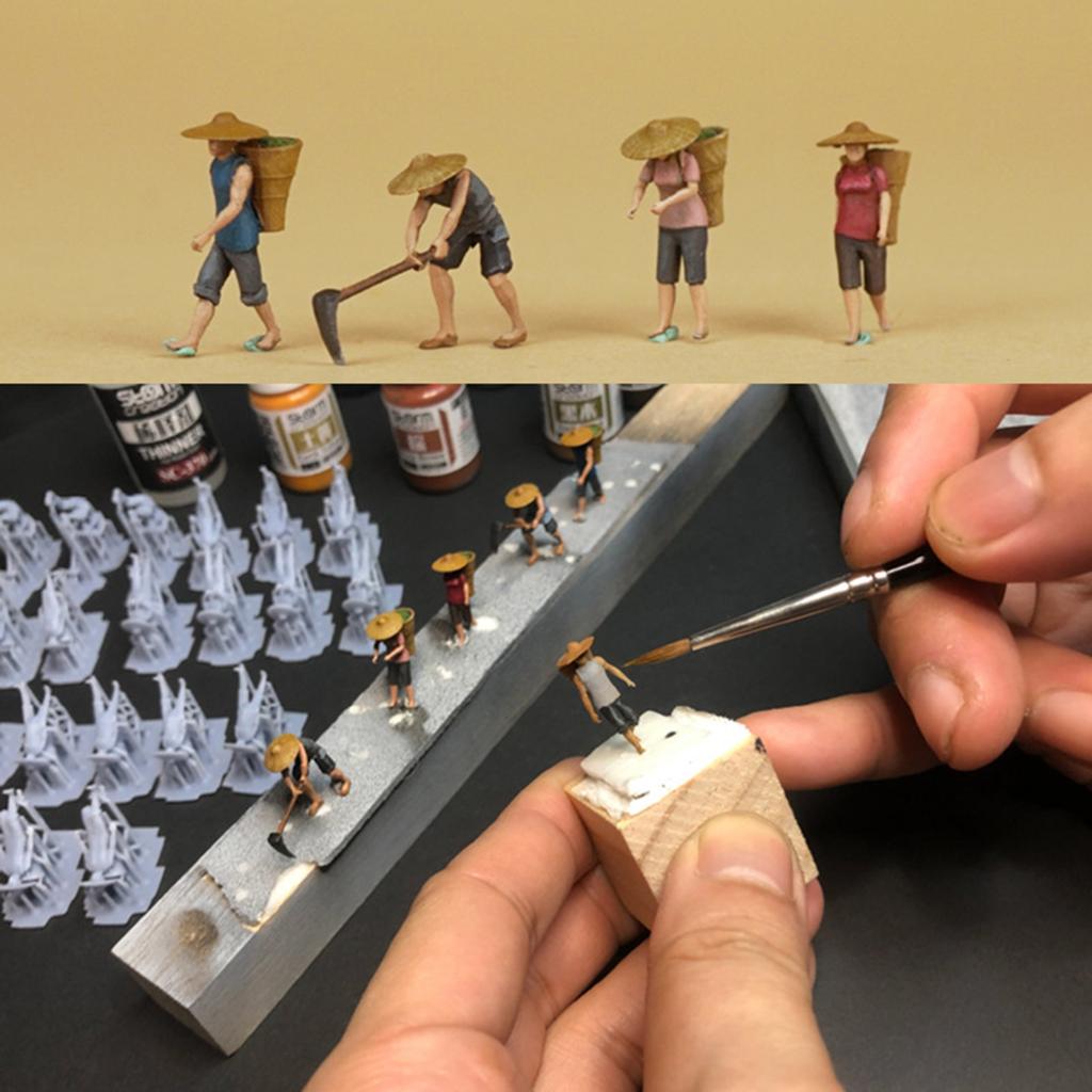 Farm Keeper Model Resin Miniature Farmers for 1/87 Scale DIY Scenery for Model Train Setups
