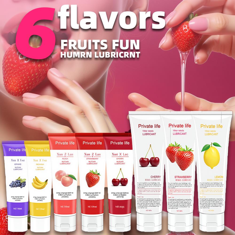 Фруктовая личная смазка Долговечная смазка на водной основе для сексуальных фантазий Клубника Вишня Банан Персик Виноград (5 вкусовых комбинаций)