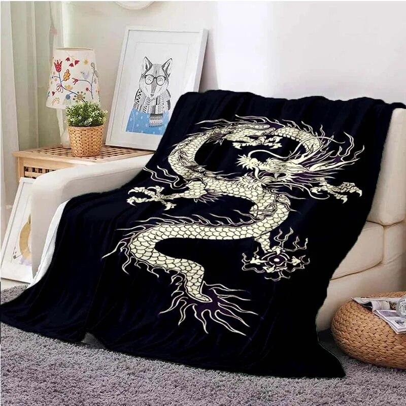 Chinese Dragon or Divine Fluffy Blanket Flannel Warmth Soft Plush Sofa Throw Dragon Eye Square Blanket Tourist