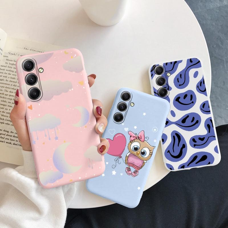 Мягкий силиконовый чехол с рисунком совы для Samsung A55 A35 S24 Xiaomi Redmi Note 13 iPhone 15 Huawei Honor Realme Camera Защитный противоударный чехол