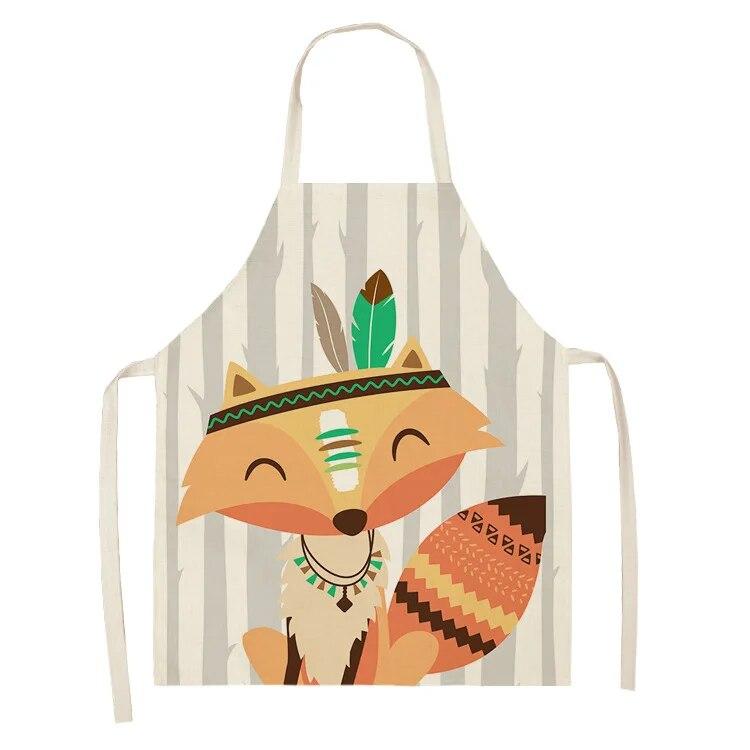 Фартук шеф-повара для приготовления выпечки, фартук с рисунком лисы и животным, аксессуары для приготовления пищи, мужской и женский фартук, фартук для чистки